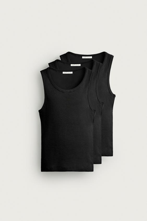3-PACK OF BASIC TANK TOPS - Black by Zara - Image 0