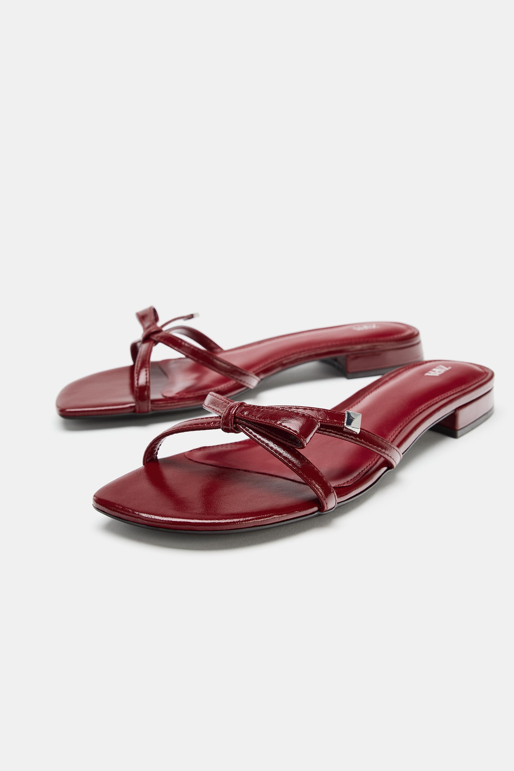 Женские сандалии Zara BOW DETAIL FLAT SANDALS — фото 2
