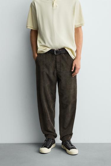 CARROT FIT CORDUROY TROUSERS - Brown by Zara