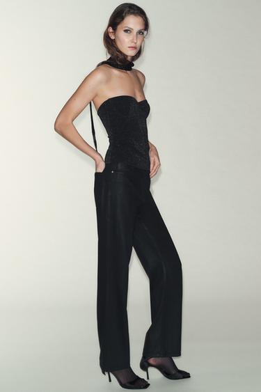 HAUT BUSTIER STRETCH BRILLANT - Noir de Zara - Image 3