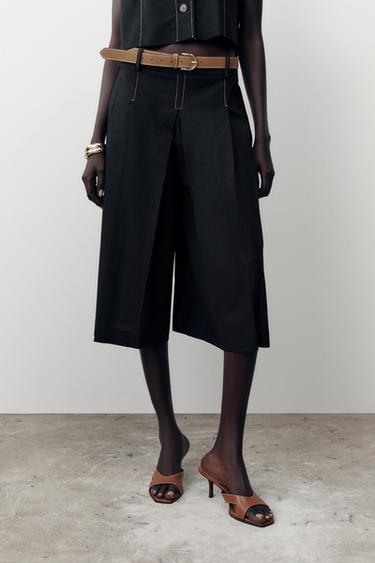 BELTED LONG BERMUDA SHORTS WITH DARTS - Black by Zara - Image 0
