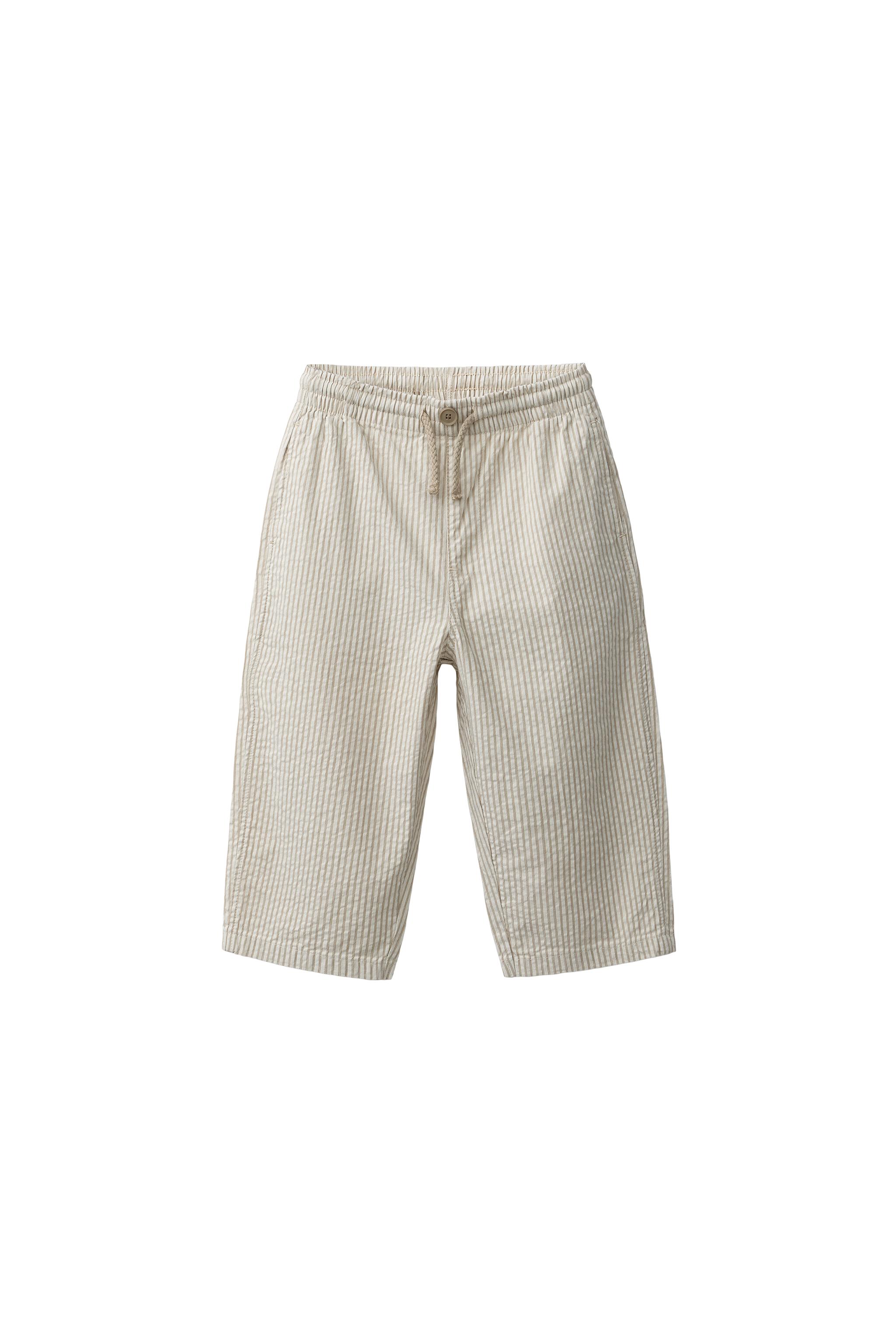 STRIPED SEERSUCKER PANTS - Light beige | ZARA Canada