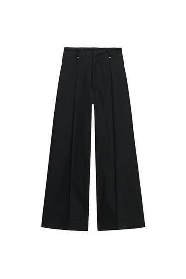 Zara ZW COLLECTION WIDE-LEG 高腰寬管牛仔褲 - 黑色