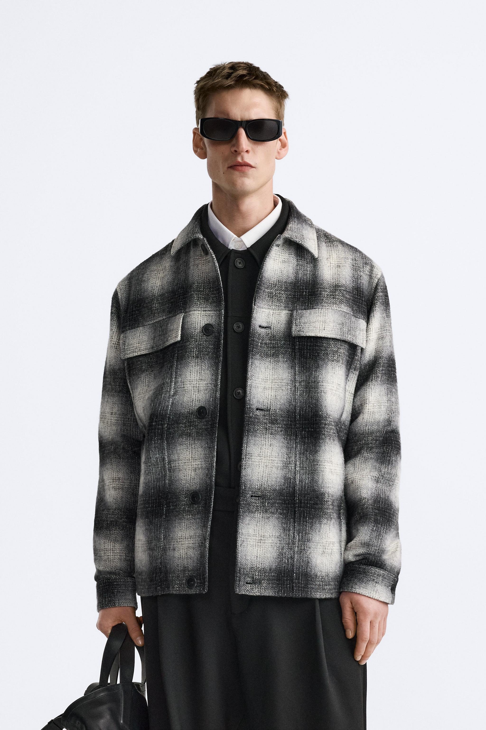 FLANNEL CHECK OVERSHIRT Grey ZARA United Kingdom