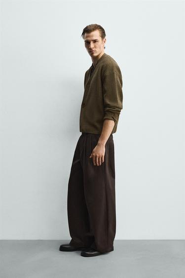 TEXTURED RELAXED FIT CARDIGAN - Khaki by Zara - Image 3