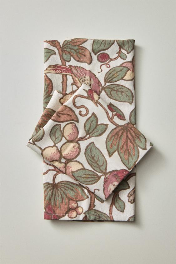 BOTANICAL PRINT CLOTHS (PACK OF 2) - Zara의 버건디 - 이미지 0