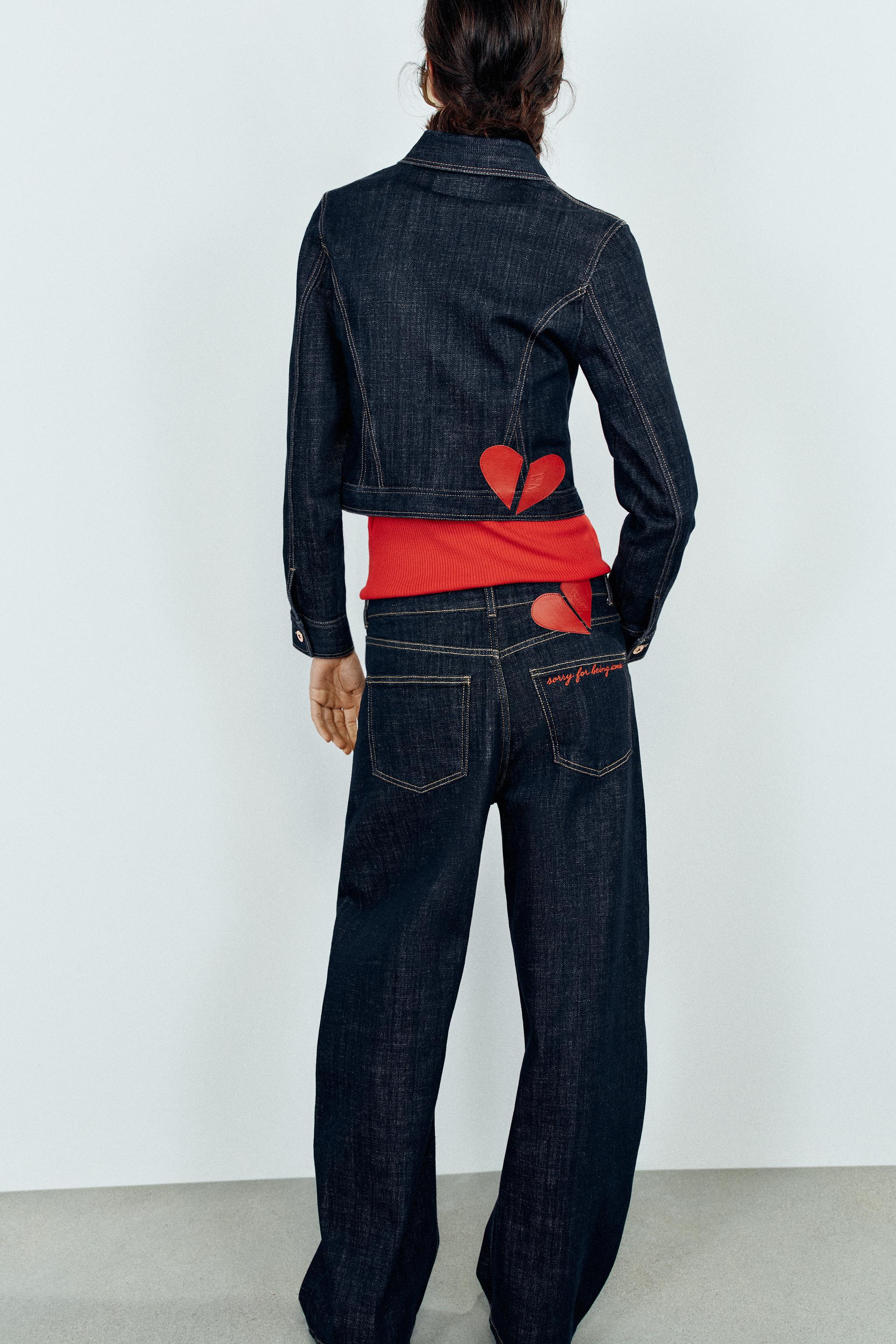 Zara Z1975 barrel yüksek bel arka nakışlı jean görsel 5