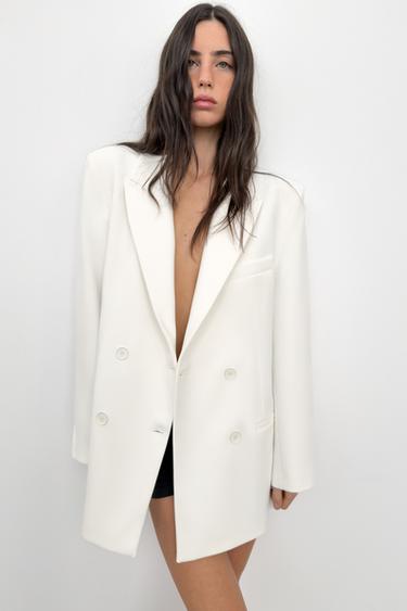 BLAZER OVERSIZE CRUZADA - Blanco roto de Zara