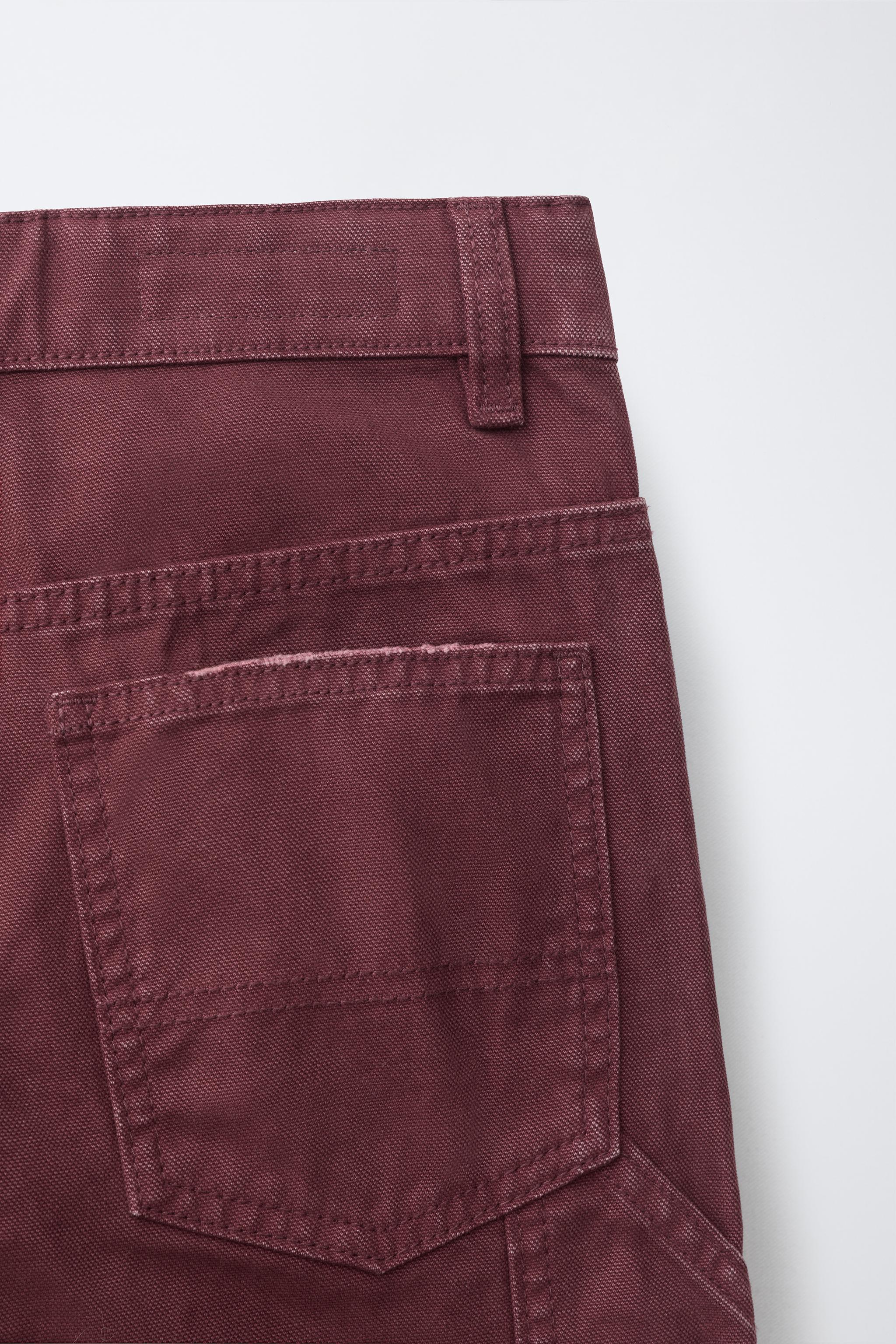 RIPPED CARPENTER JEANS - Burgundy | ZARA India