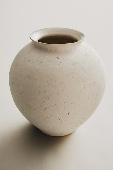 TEXTURED CERAMIC VASE - Grey by Zara