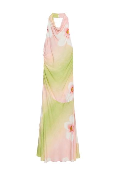 FLORAL PRINT HALTER DRESS