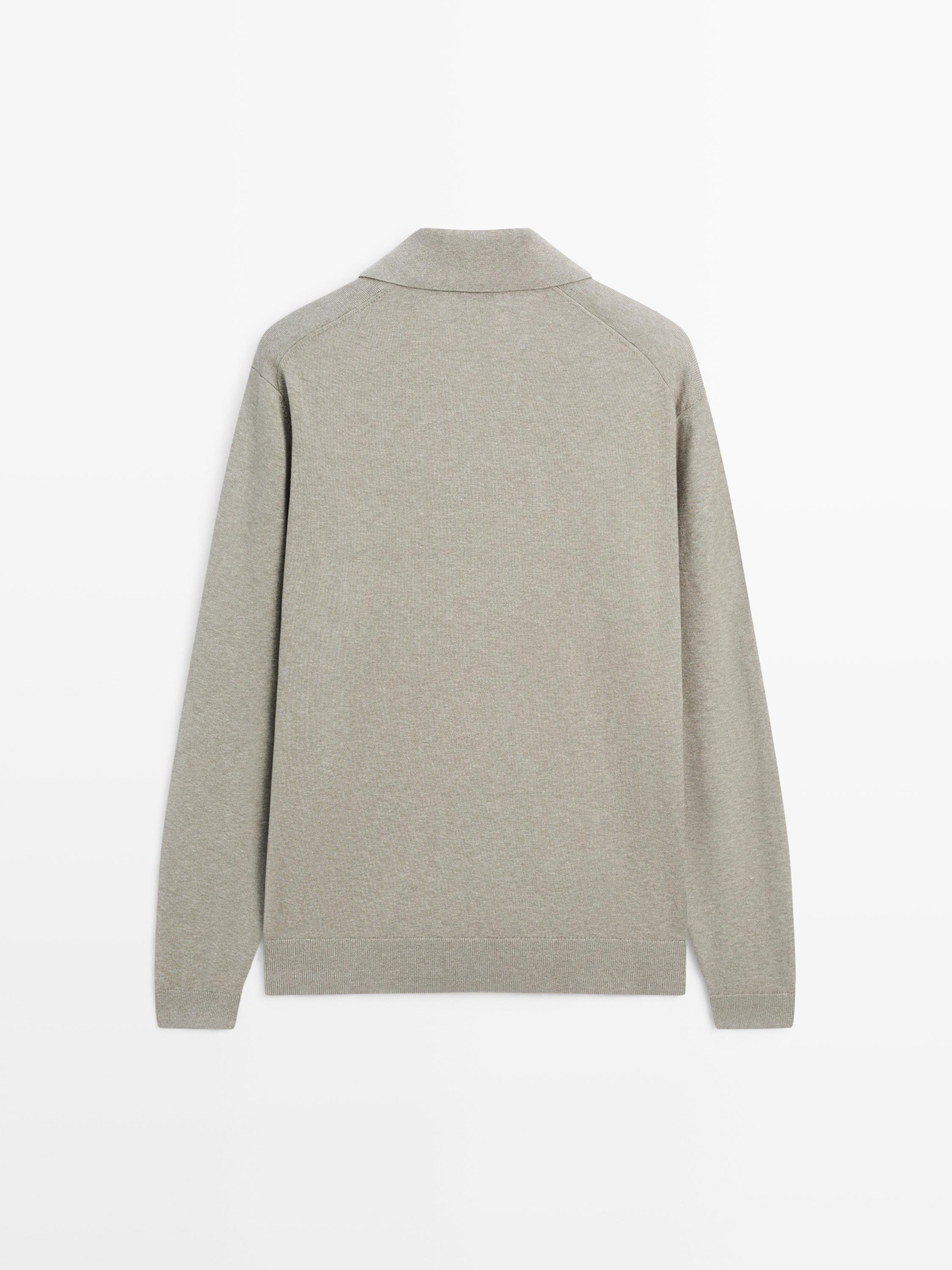 Cotton knit polo sweater