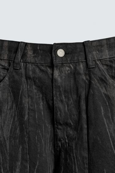 FADED PRINT DENIM JORTS - Black by Zara - Image 8