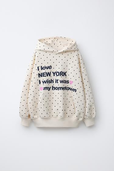 ХУДИ В ГОРОШЕК С НАДПИСЬЮ — ЭКРЮ от Zara