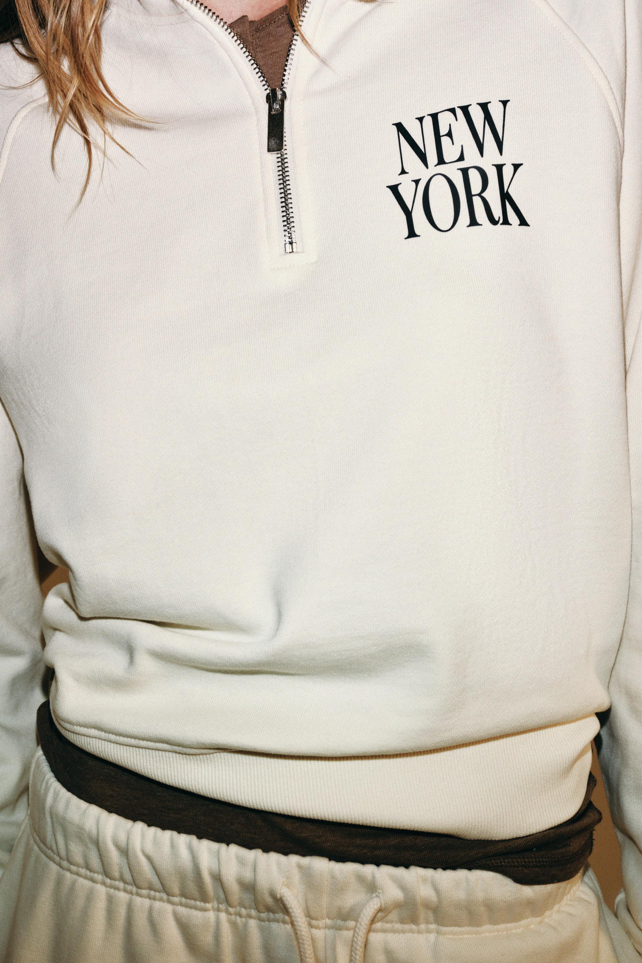 Zara YAZILI FERMUARLI SWEATSHIRT görsel 6