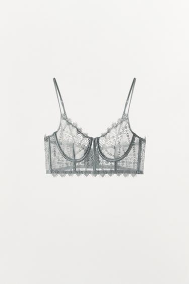 Zaras BRALETTE MED BYGEL OCH GIPYRSPETS - Grå