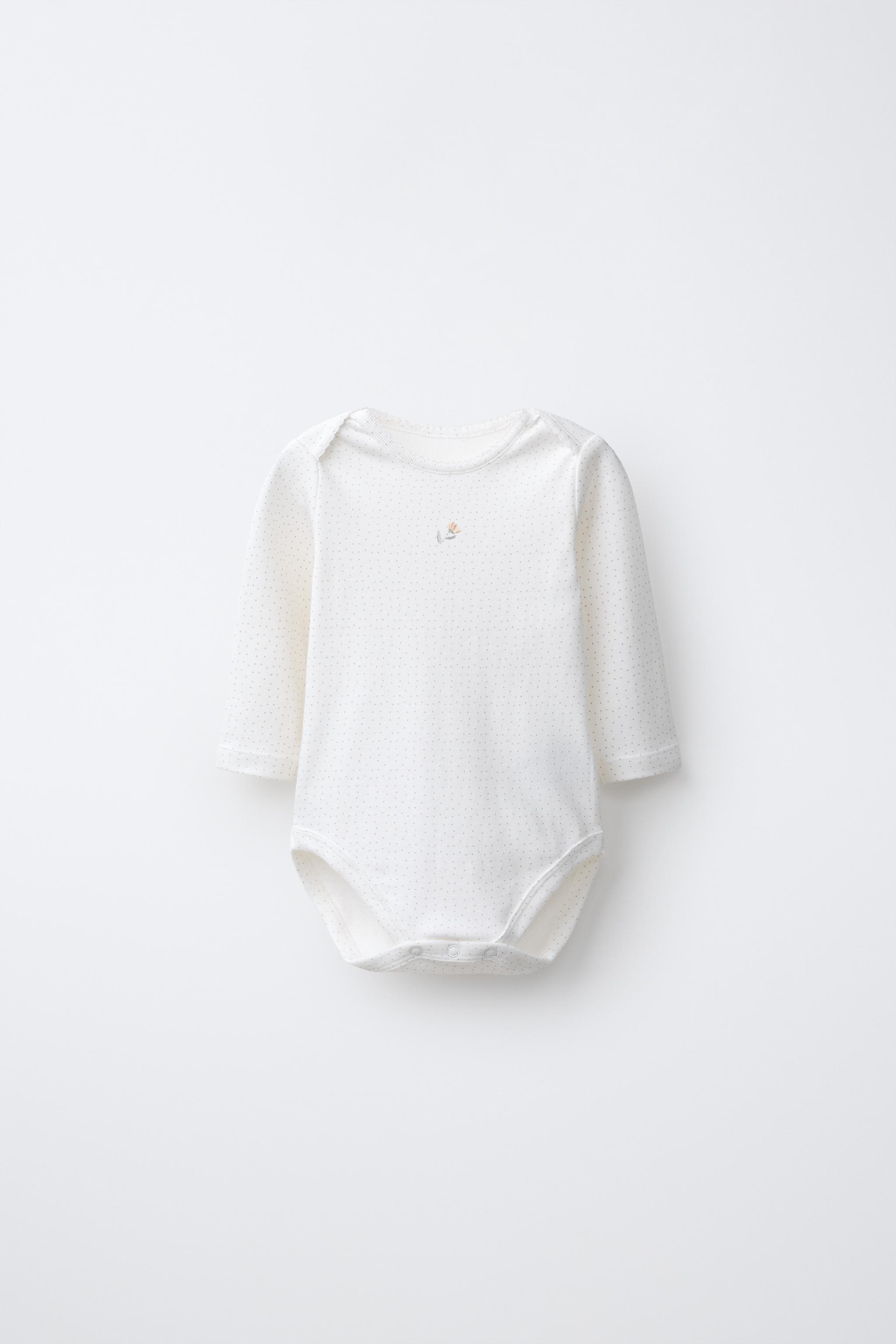 FIVE-PACK LONG SLEEVE FLORAL BODYSUTIS — Gray / Tan
