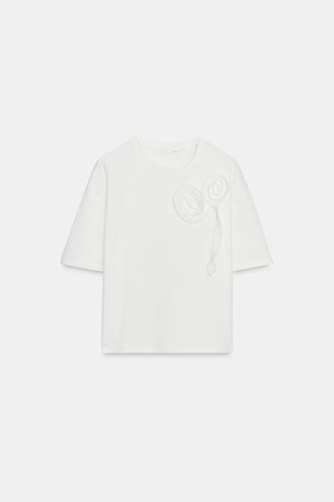 SOFT FLOR T-SHIRT - Oyster-white by Zara