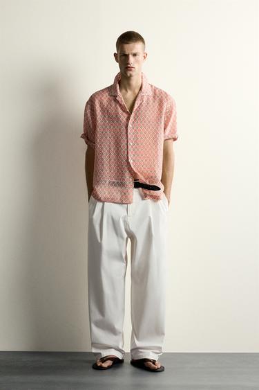 Zara GEOMETRIC PRINT FLOWY SHIRT - Light pink - Image 0