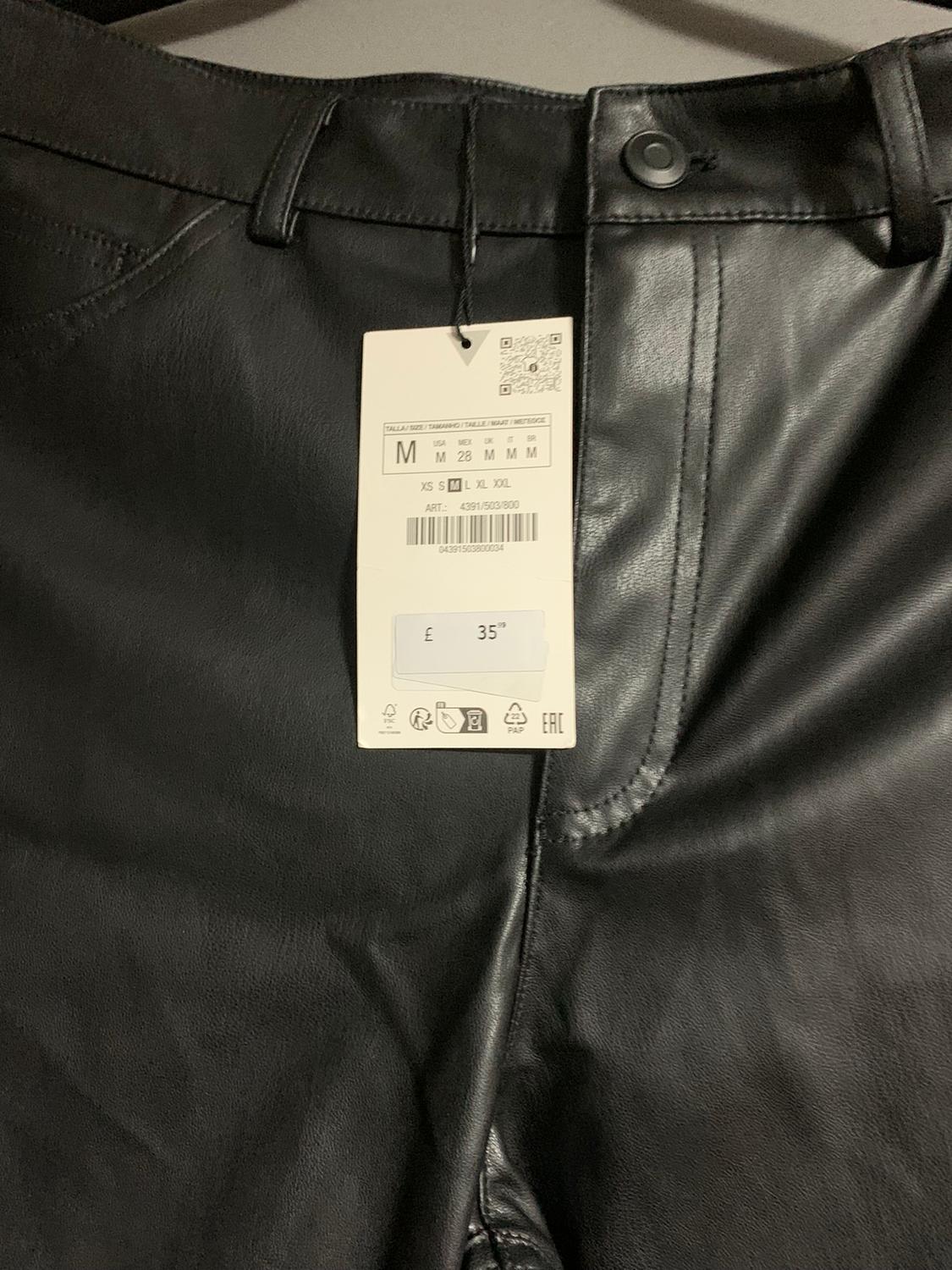 BLACK WIDE FAUX LEATHER TROUSERS - Image 3
