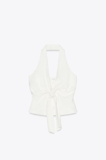 GILET HALTER NŒUD - Écru de Zara - Image 4