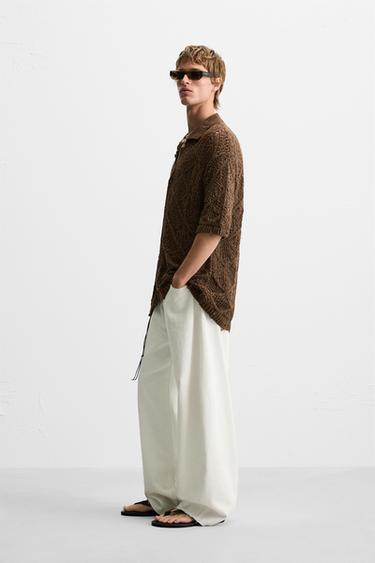 TEXTURED KNIT RIPPED SHIRT - Brown by Zara - Image 3