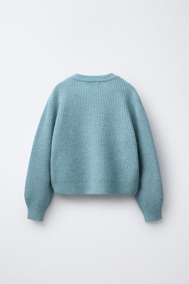 PULL EN MAILLE PERLÉE - Bleu / Gris de Zara - Image 1