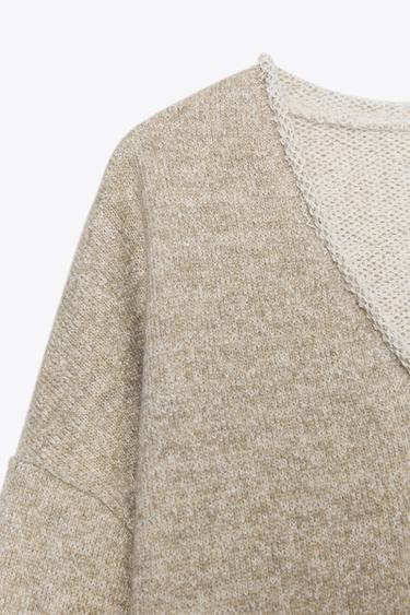 RUSTIC SWEATSHIRT WITH V-NECK - Tans by Zara - Image 6