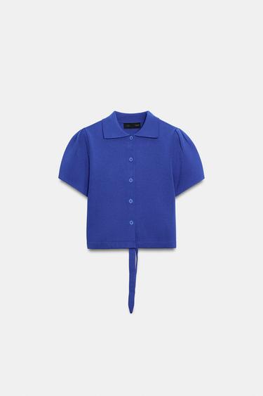 Zara KNOTTED CARDIGAN - Cornflower blue
