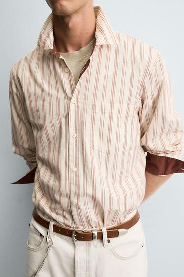 STRIPED TEXTURED SHIRT - Oyster-white by Zara - Image 4