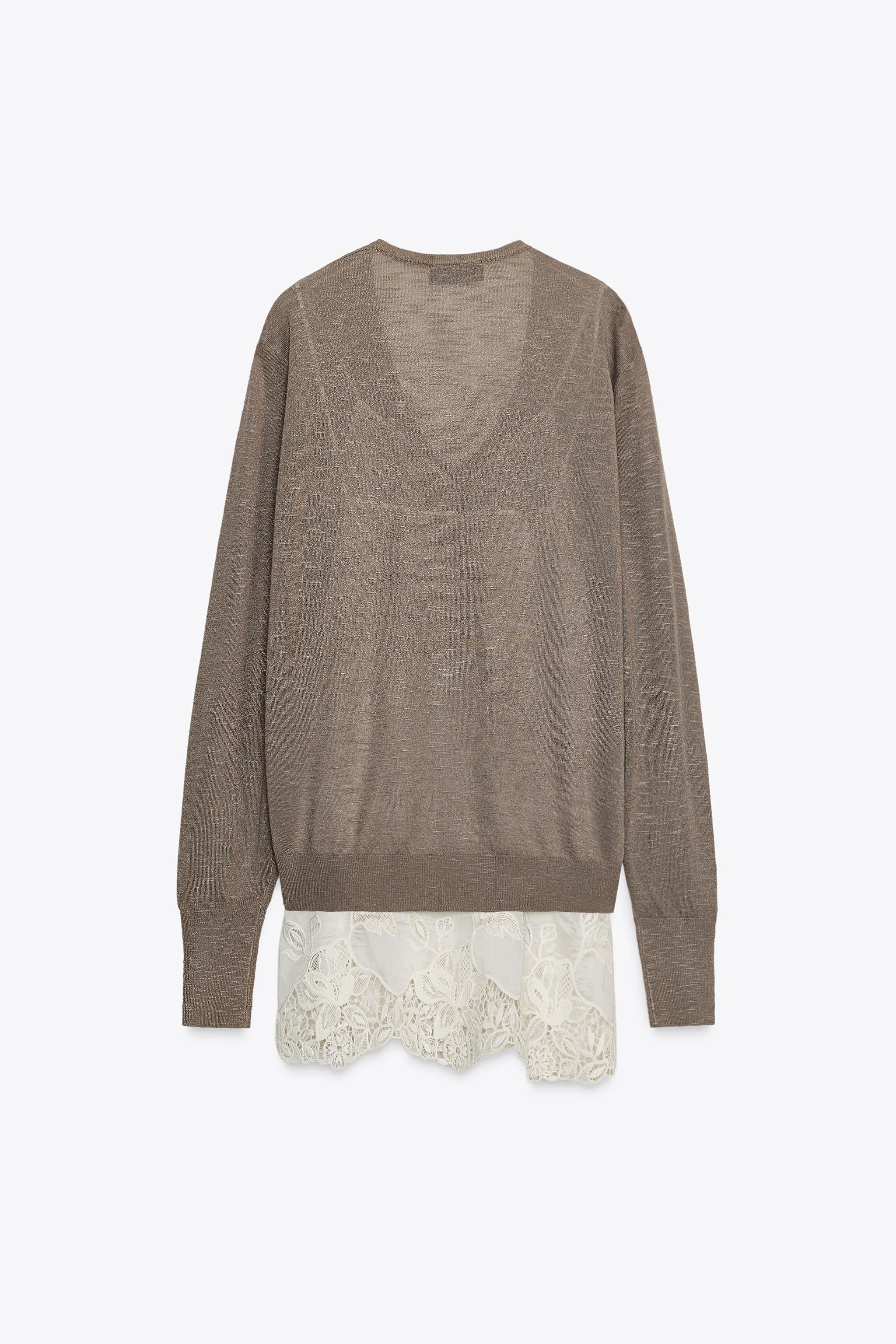 新品☆ZARA ザラ フード付きニットワンピース ベージュ S ZARA／マッチングポケット付きワンピース S【新品・未使用】新作