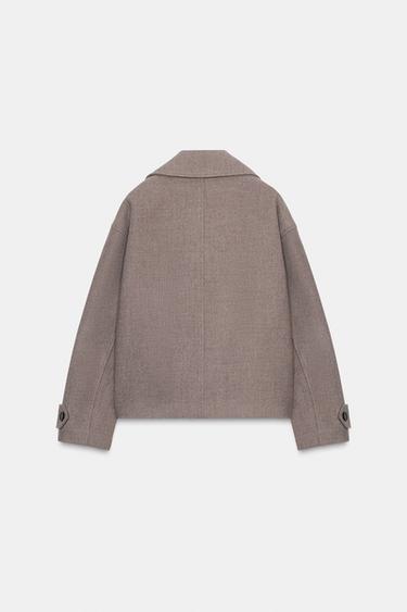 DOUBLE-BREASTED SHORT COAT - Mink by Zara