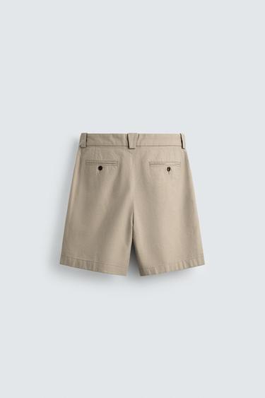 BERMUDA EN LYOCELL ET COTON À PLIS - Beige chiné de Zara - Image 6