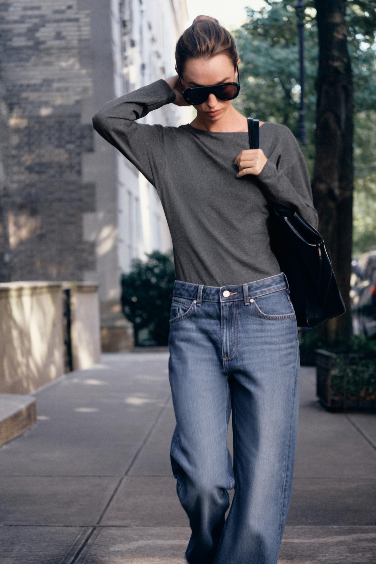 FITTED BOAT NECK T-SHIRT — Gray marl
