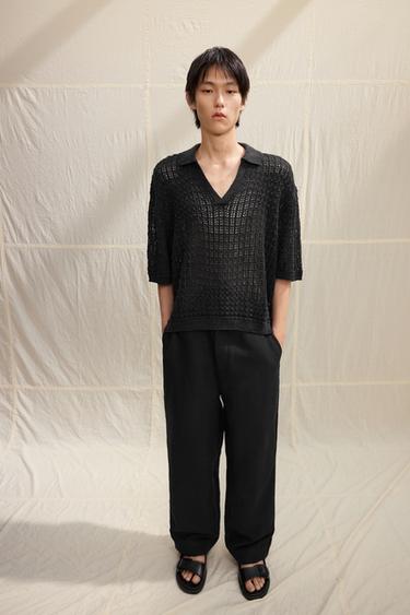 COTTON/LINEN SUIT TROUSERS - Black by Zara
