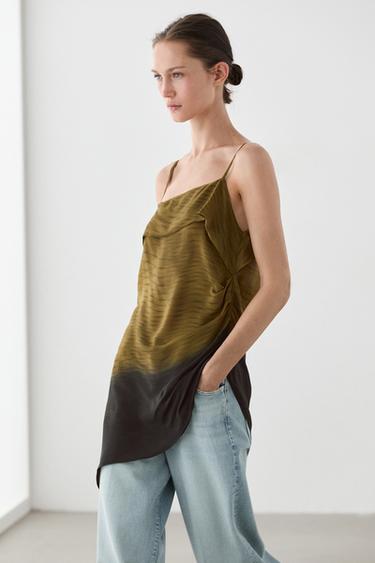 Zara Asymmetric strappy top with draped detail - 566