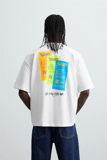 T-SHIRT À IMPRIMÉS EN RELIEF - Blanc de Zara - Image 2