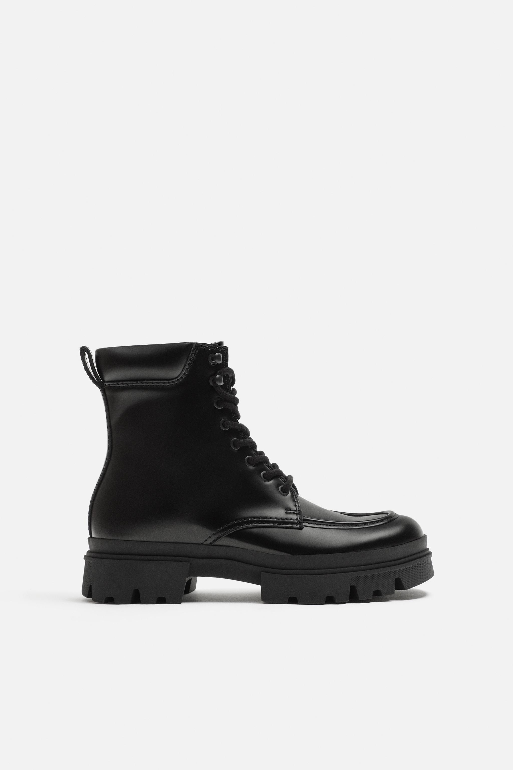 CHUNKY LACE UP BOOTS Black ZARA Cambodia