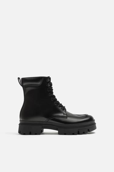Zara CHUNKY LACE-UP BOOTS - Black