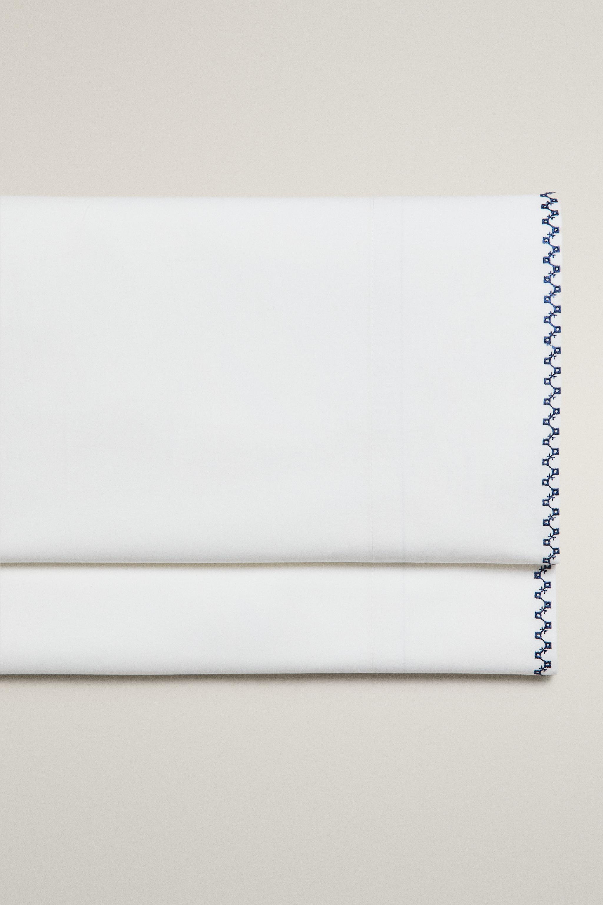 GEOMETRIC EMBROIDERED FLAT SHEET