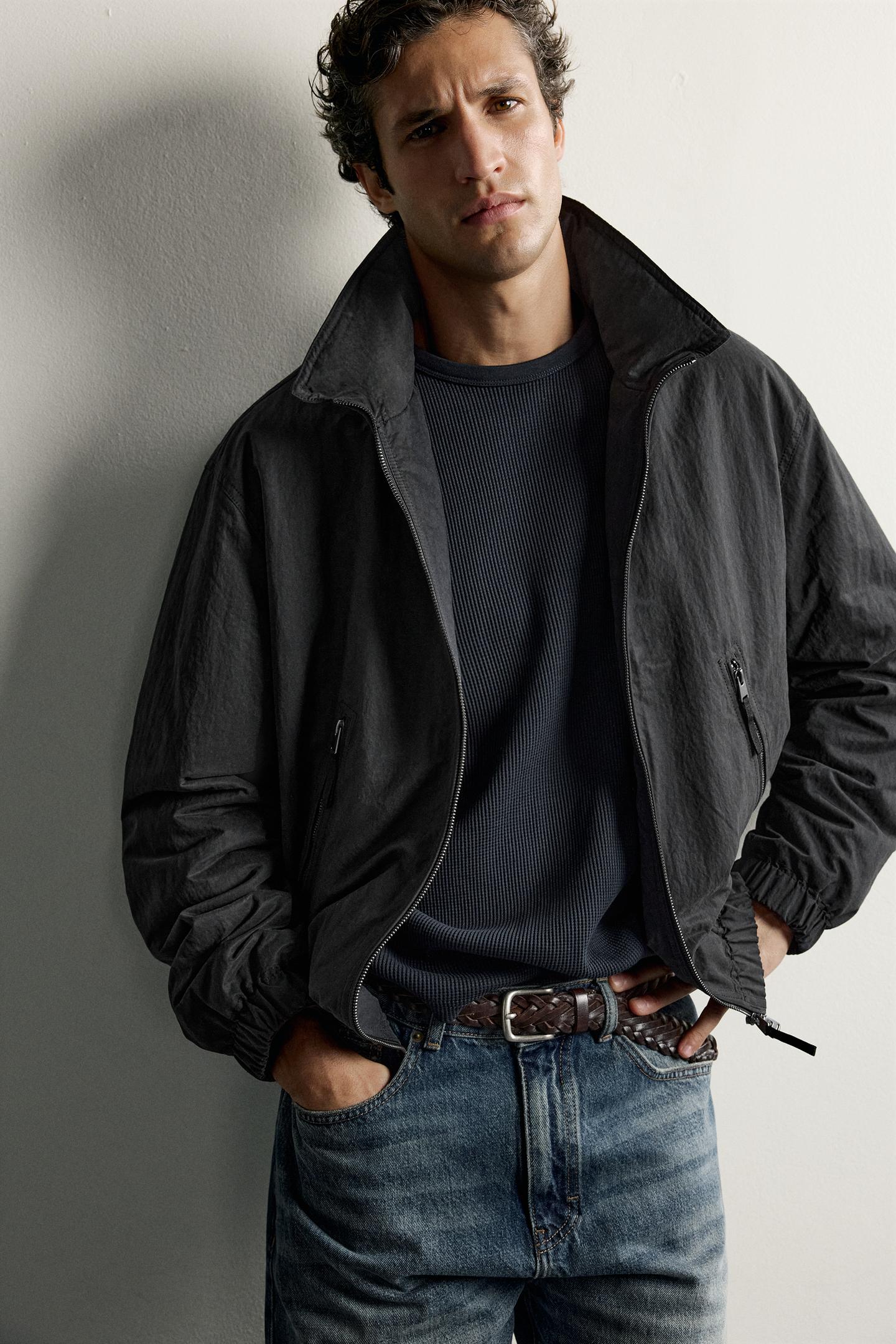 Мужская куртка Zara Padded Technical Hoodie Jacket, цвет: Чёрный — фото 5
