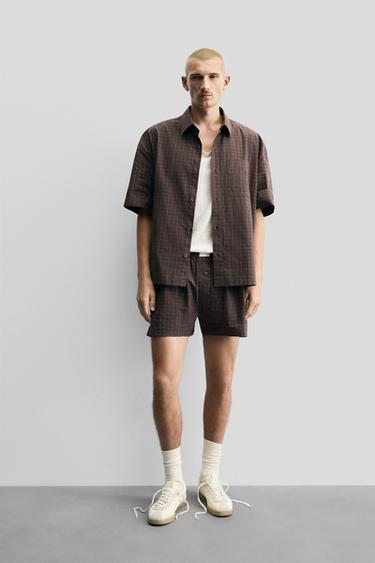 BÓXER POPELÍN CUADROS - Marrón de Zara