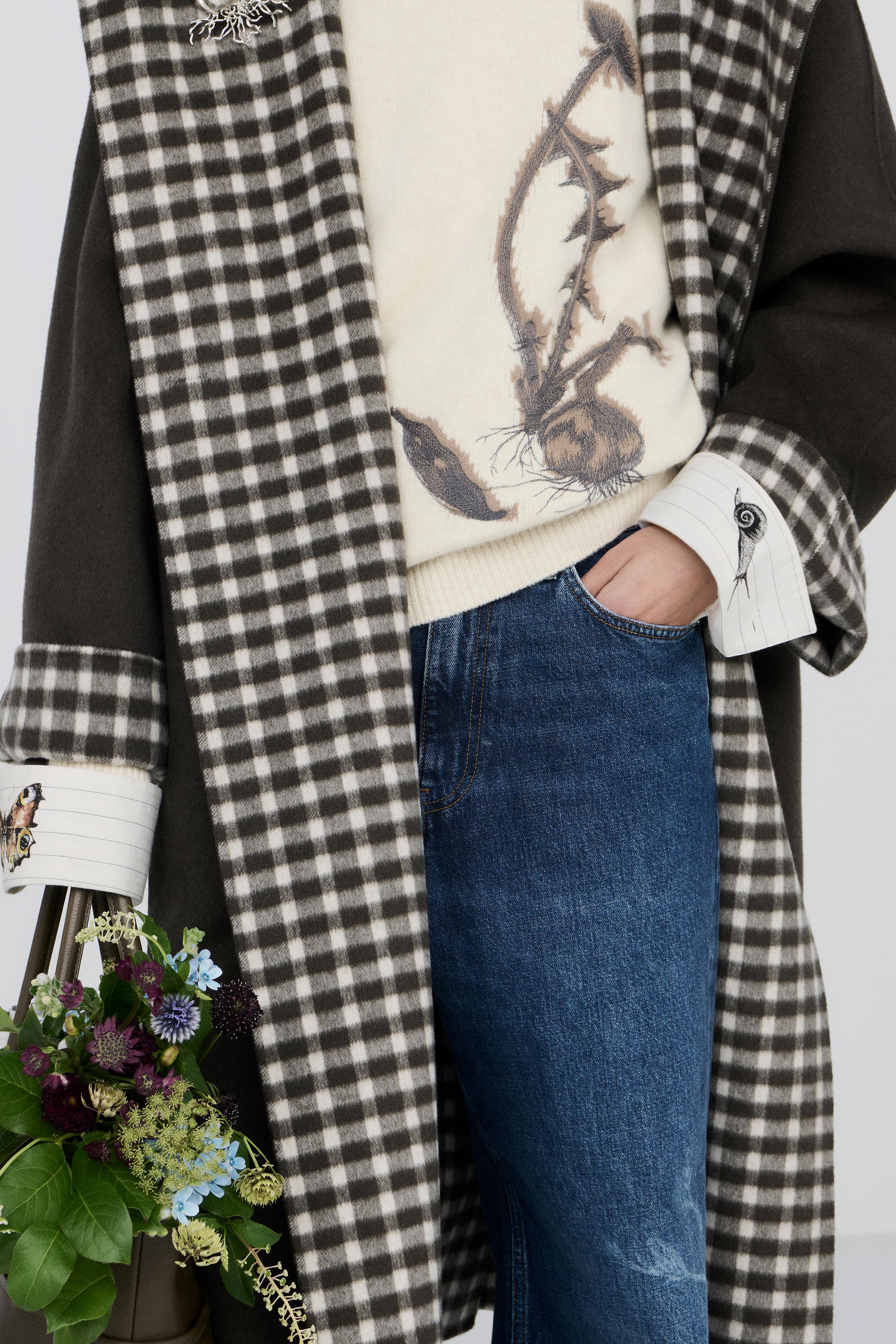 WOOL-BLEND PLAID DOUBLE-FACED COAT