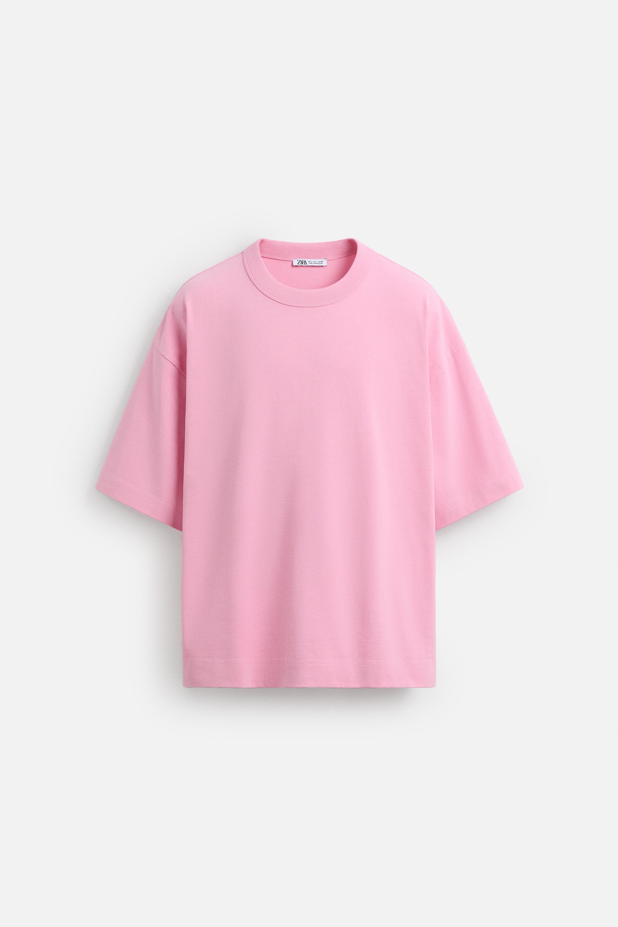 ヘビーウェイトウォッシュ加工Tシャツ - ピンク | ZARA Japan / 日本