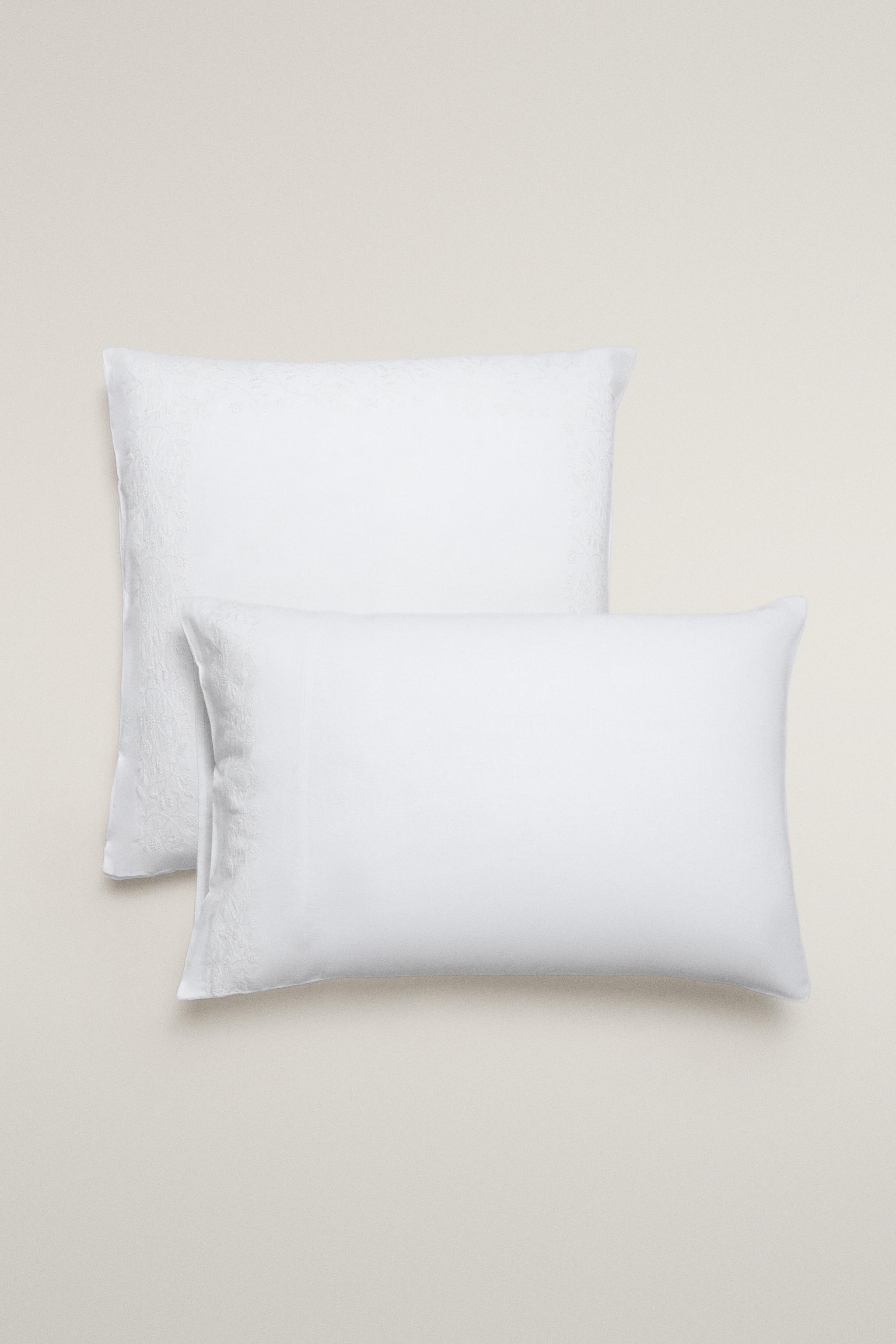 EMBOSSED COTTON AND LINEN PILLOWCASE