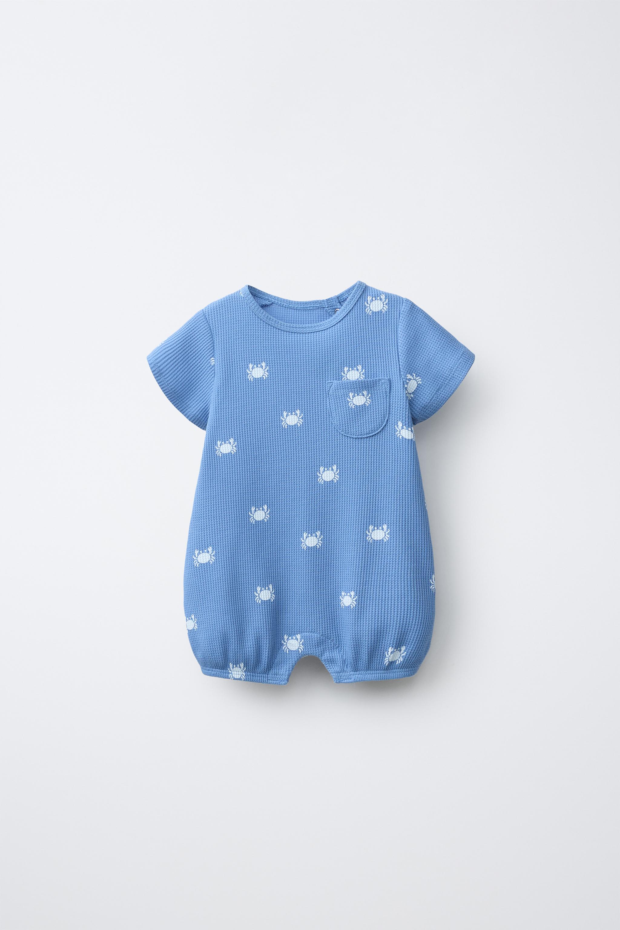 CRAB TEXTURED ROMPER - Blue/White | ZARA Turkey