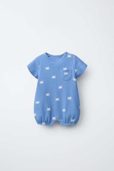 CRAB TEXTURED ROMPER - Blue/White by Zara
