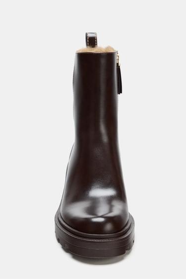 HEELED ANKLE BOOTS WITH FAUX FUR LINING - Brown by Zara - Image 2