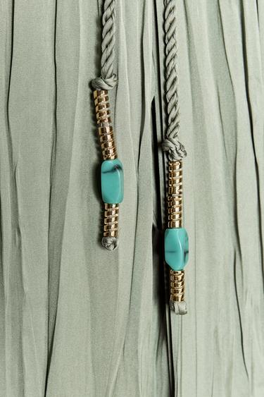 PANTALON SATINÉ CEINTURE LACET - Vert moyen de Zara - Image 7