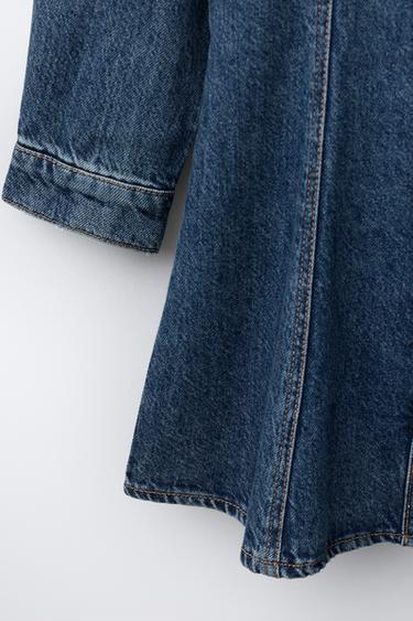Zara CUT-OUT DENIM DRESS - Blue